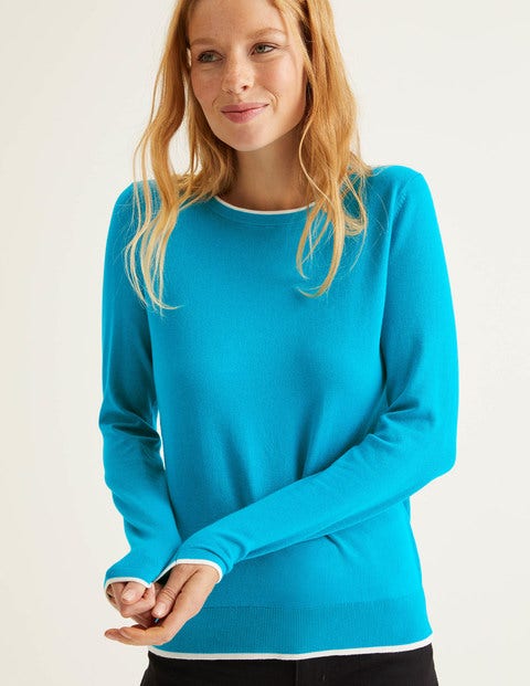 Elina Jumper - Blue Lagoon/Ivory Tipping Elina Jumper - Blue Lagoon/Ivory Tipping