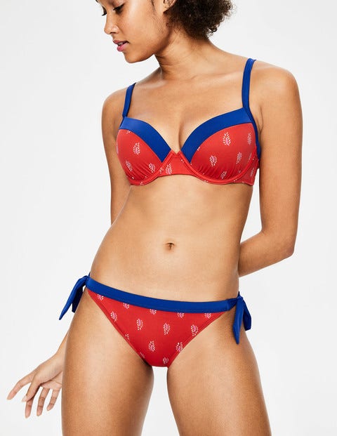 Tie Bikini Bottoms - Red Pop, Palm Stamp Tie Bikini Bottoms - Red Pop, Palm Stamp