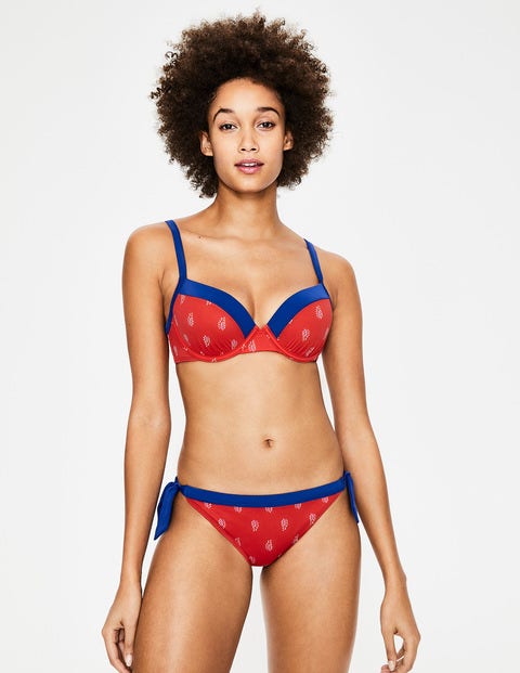 Tie Bikini Bottoms - Red Pop, Palm Stamp Tie Bikini Bottoms - Red Pop, Palm Stamp