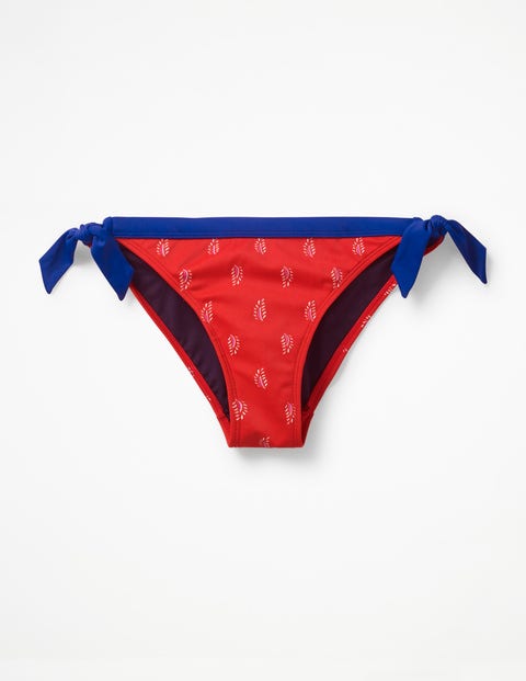 Tie Bikini Bottoms - Red Pop, Palm Stamp Tie Bikini Bottoms - Red Pop, Palm Stamp