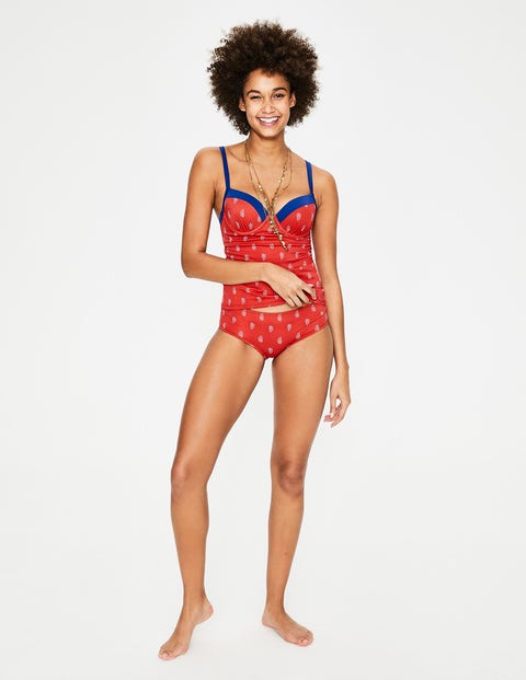 Bikini Shorts - Red Pop, Palm Stamp Bikini Shorts - Red Pop, Palm Stamp