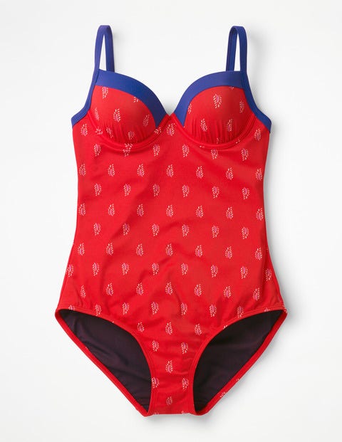 Milos Cup-size Swimsuit - Red Pop, Palm Stamp Milos Cup-size Swimsuit - Red Pop, Palm Stamp