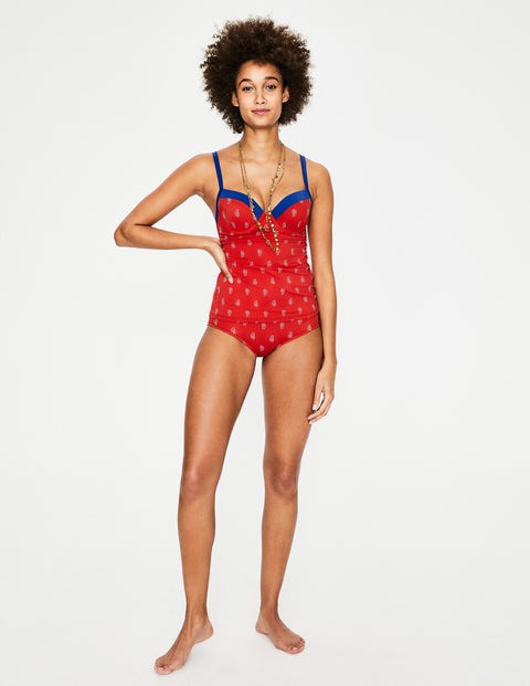 Milos Cup-size Tankini Top - Red Pop, Palm Stamp Milos Cup-size Tankini Top - Red Pop, Palm Stamp