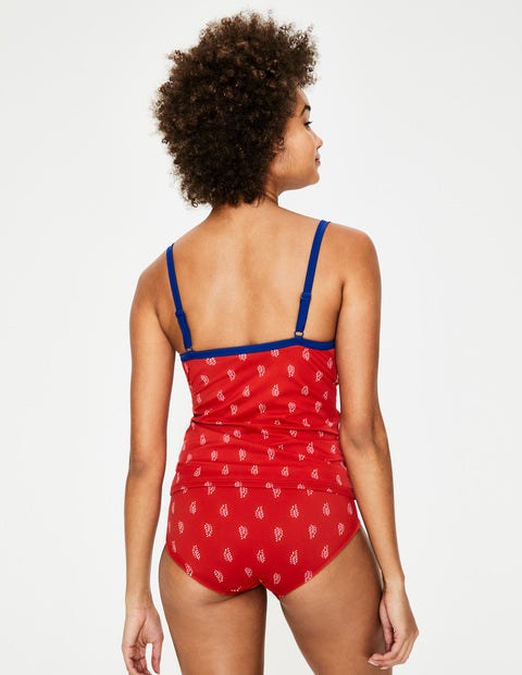 Milos Cup-size Tankini Top - Red Pop, Palm Stamp Milos Cup-size Tankini Top - Red Pop, Palm Stamp