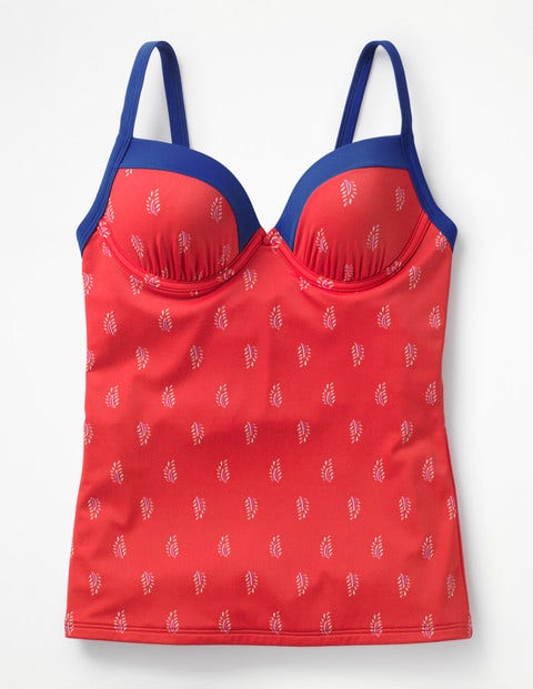Milos Cup-size Tankini Top - Red Pop, Palm Stamp Milos Cup-size Tankini Top - Red Pop, Palm Stamp