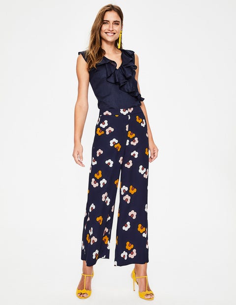 Exeter Wide Leg Culottes - Navy, Daisy Cloud Exeter Wide Leg Culottes - Navy, Daisy Cloud