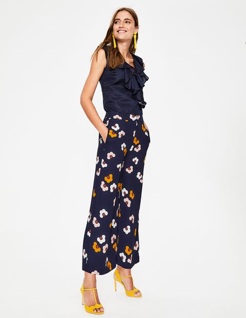 Exeter Wide Leg Culottes - Navy, Daisy Cloud Exeter Wide Leg Culottes - Navy, Daisy Cloud