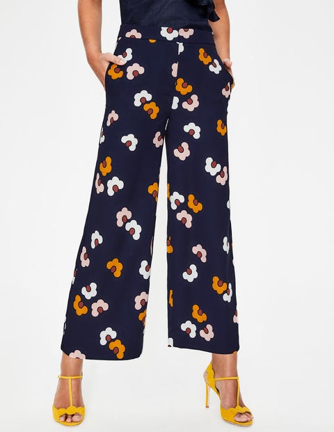 Exeter Wide Leg Culottes - Navy, Daisy Cloud Exeter Wide Leg Culottes - Navy, Daisy Cloud