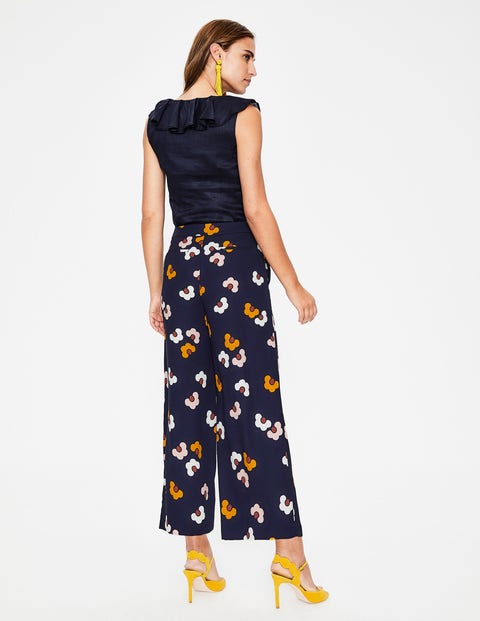 Exeter Wide Leg Culottes - Navy, Daisy Cloud Exeter Wide Leg Culottes - Navy, Daisy Cloud