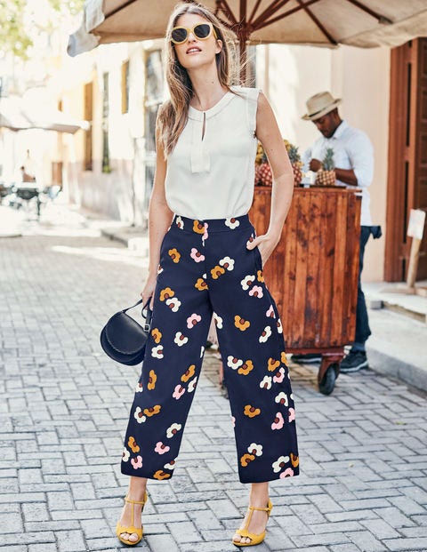 Exeter Wide Leg Culottes - Navy, Daisy Cloud Exeter Wide Leg Culottes - Navy, Daisy Cloud