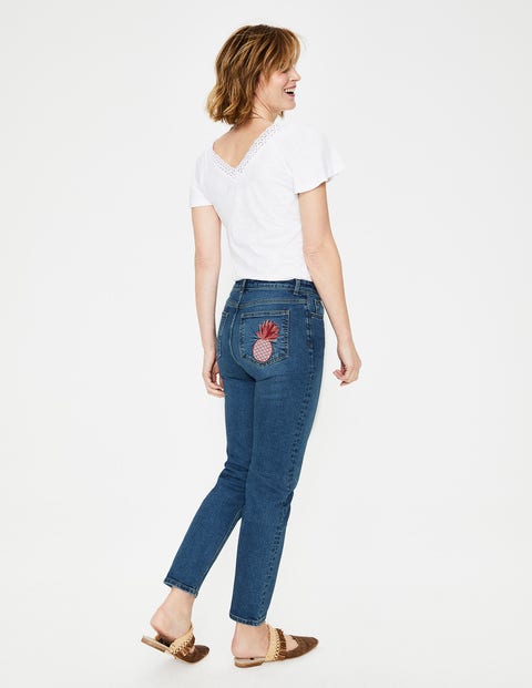 Cambridge Embroidered Jeans - Mid Vintage Pineapple Emb Cambridge Embroidered Jeans - Mid Vintage Pineapple Emb