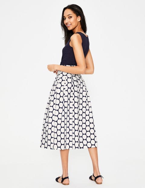 Theodora Pleated Skirt - Ivory and Navy, Brand Spot Theodora Pleated Skirt - Ivory and Navy, Brand Spot