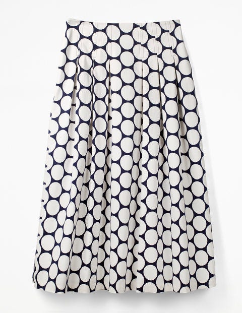 Theodora Pleated Skirt - Ivory and Navy, Brand Spot Theodora Pleated Skirt - Ivory and Navy, Brand Spot