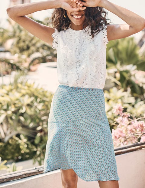 Virginia Skirt - Heron Blue, Rainbow Dot Small Virginia Skirt - Heron Blue, Rainbow Dot Small