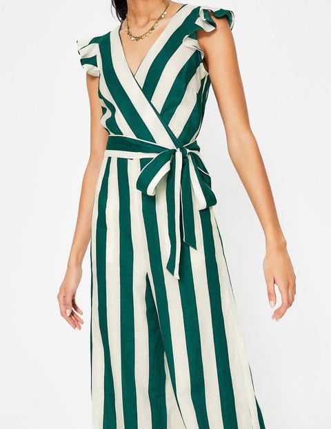 Mila Jumpsuit - Woodland Green, Ivory Stripe Mila Jumpsuit - Woodland Green, Ivory Stripe