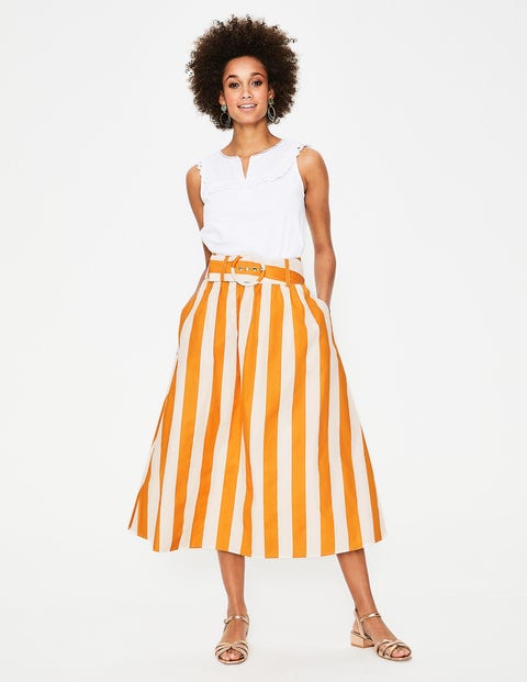 Rebecca Midi Skirt - Yellow Ochre and Ivory Stripe Rebecca Midi Skirt - Yellow Ochre and Ivory Stripe