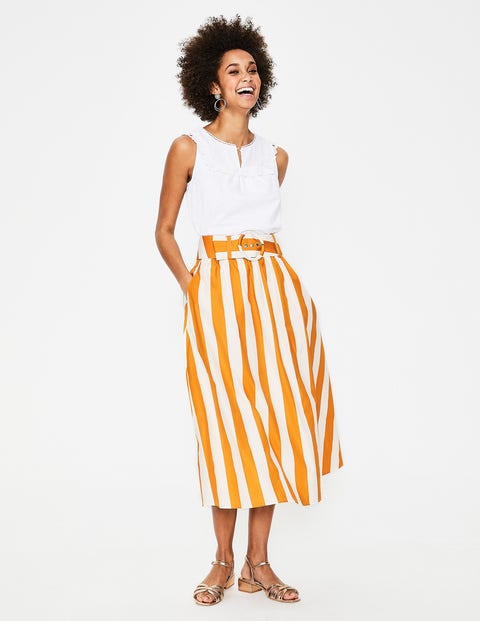Rebecca Midi Skirt - Yellow Ochre and Ivory Stripe Rebecca Midi Skirt - Yellow Ochre and Ivory Stripe