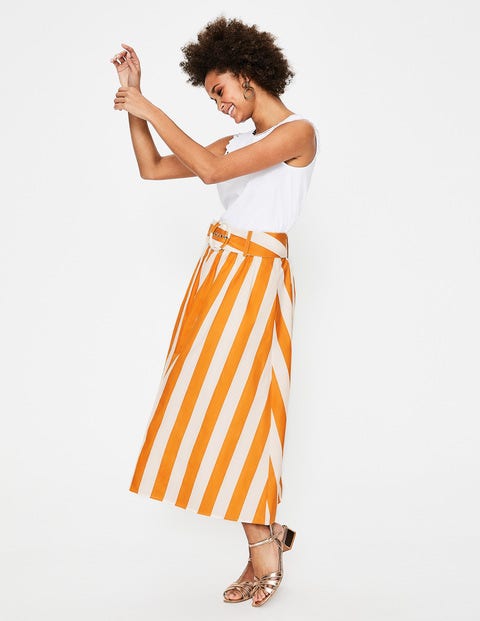Rebecca Midi Skirt - Yellow Ochre and Ivory Stripe Rebecca Midi Skirt - Yellow Ochre and Ivory Stripe