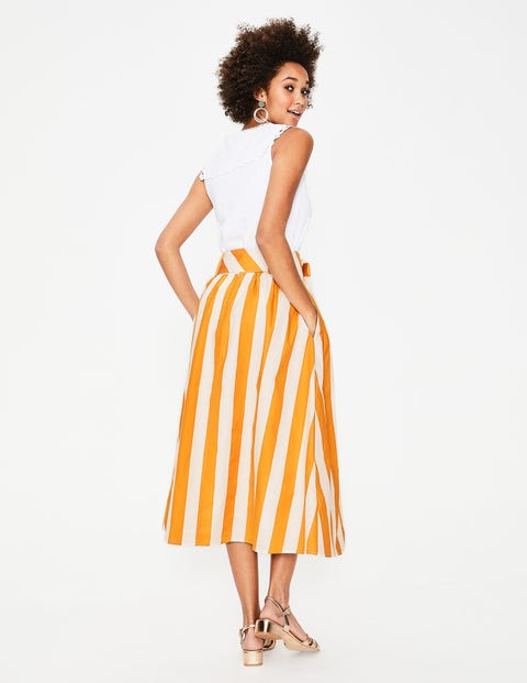 Rebecca Midi Skirt - Yellow Ochre and Ivory Stripe Rebecca Midi Skirt - Yellow Ochre and Ivory Stripe