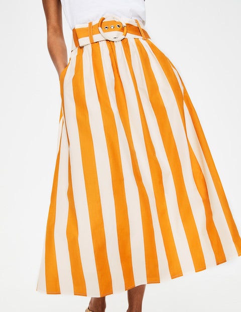 Rebecca Midi Skirt - Yellow Ochre and Ivory Stripe Rebecca Midi Skirt - Yellow Ochre and Ivory Stripe