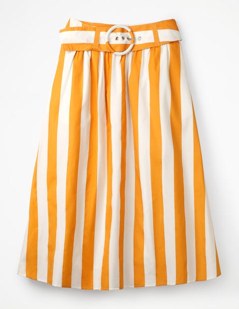 Rebecca Midi Skirt - Yellow Ochre and Ivory Stripe Rebecca Midi Skirt - Yellow Ochre and Ivory Stripe