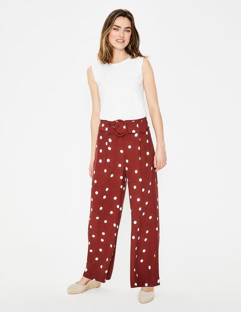 Carrick Wide Leg Trousers - Conker and Ivory, Brand Dot Carrick Wide Leg Trousers - Conker and Ivory, Brand Dot