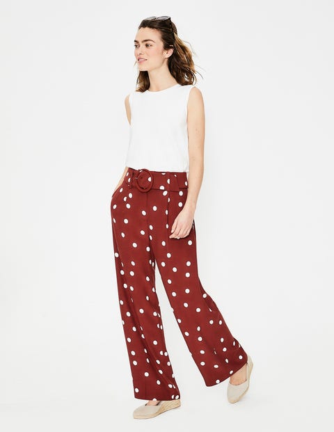 Carrick Wide Leg Trousers - Conker and Ivory, Brand Dot Carrick Wide Leg Trousers - Conker and Ivory, Brand Dot