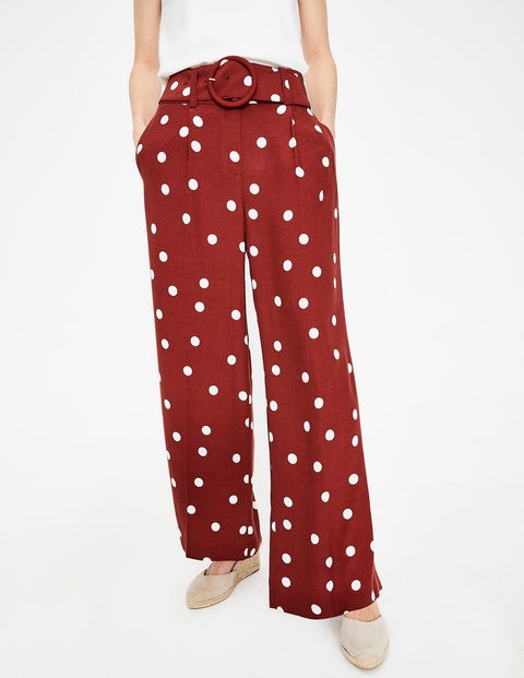 Carrick Wide Leg Trousers - Conker and Ivory, Brand Dot Carrick Wide Leg Trousers - Conker and Ivory, Brand Dot