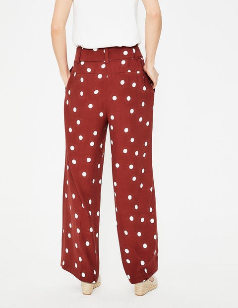Carrick Wide Leg Trousers - Conker and Ivory, Brand Dot Carrick Wide Leg Trousers - Conker and Ivory, Brand Dot
