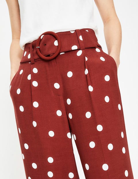 Carrick Hose Mit Weitem Bein - Kastanienbraun und Naturweiß, Marken-Tupfen Carrick Hose Mit Weitem Bein - Kastanienbraun und Naturweiß, Marken-Tupfen