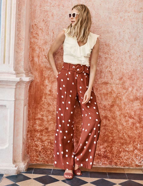 Carrick Wide Leg Trousers - Conker and Ivory, Brand Dot Carrick Wide Leg Trousers - Conker and Ivory, Brand Dot