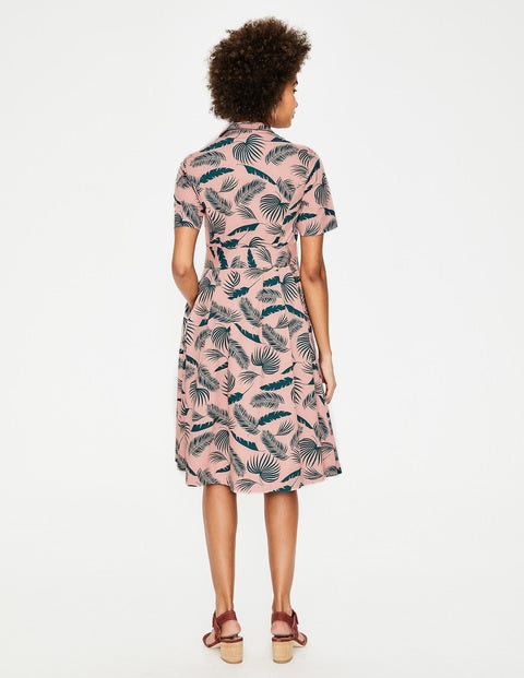 Anastasia Shirt Dress - Chalky Pink, Jungle Palm Anastasia Shirt Dress - Chalky Pink, Jungle Palm