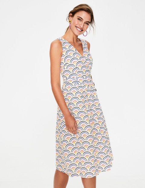 Arwen Midi Dress - Ivory & Red Pop Rainbow Arwen Midi Dress - Ivory & Red Pop Rainbow