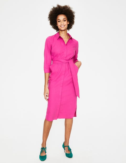 Freya Linen Shirt Dress - Tickled Pink Freya Linen Shirt Dress - Tickled Pink