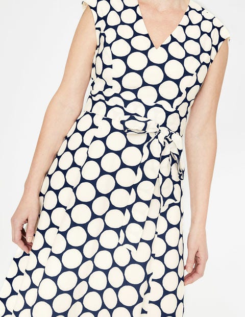 Tori Midi Dress - Ivory & Navy Brand Spot Tori Midi Dress - Ivory & Navy Brand Spot