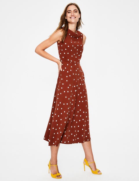 Robe Midi Clarissa - Pois marron & ivoire Robe Midi Clarissa - Pois marron & ivoire