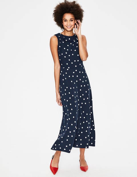 Clarissa Midi Dress - Navy & Ivory Spot Clarissa Midi Dress - Navy & Ivory Spot