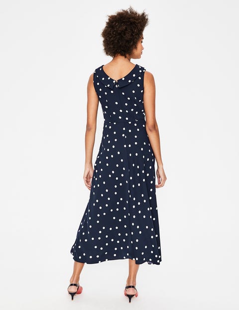 Clarissa Midi Dress - Navy & Ivory Spot Clarissa Midi Dress - Navy & Ivory Spot