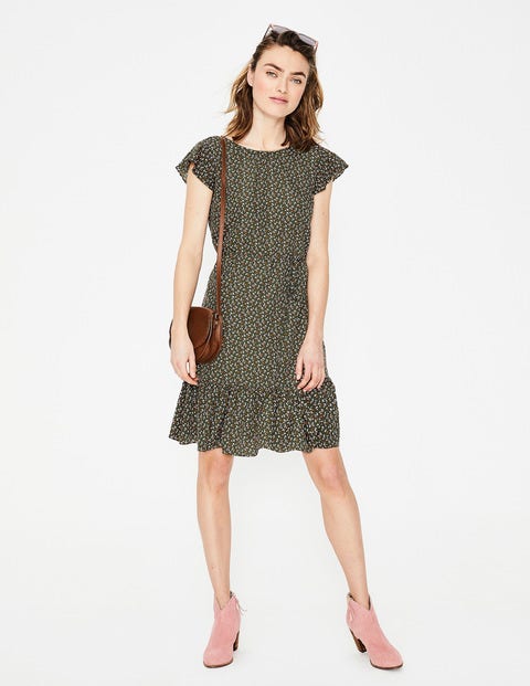 Robe Cynthia - Motif Cherry Picking kaki Robe Cynthia - Motif Cherry Picking kaki