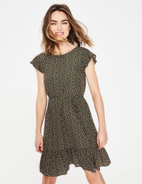 Robe Cynthia - Motif Cherry Picking kaki Robe Cynthia - Motif Cherry Picking kaki