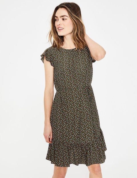 Robe Cynthia - Motif Cherry Picking kaki Robe Cynthia - Motif Cherry Picking kaki