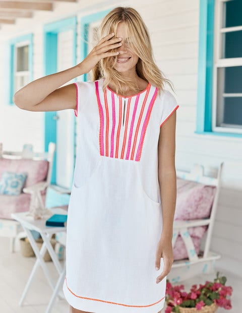 boden white linen dress