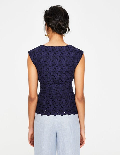 Claudette Oberteil Mit Lochstickerei - Navy Claudette Oberteil Mit Lochstickerei - Navy