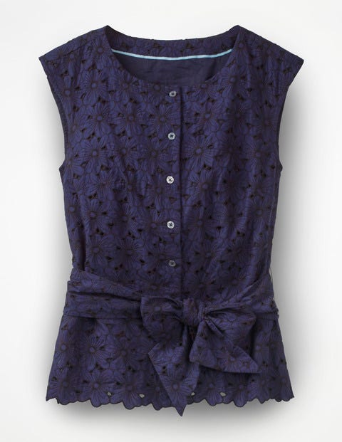 Claudette Oberteil Mit Lochstickerei - Navy Claudette Oberteil Mit Lochstickerei - Navy