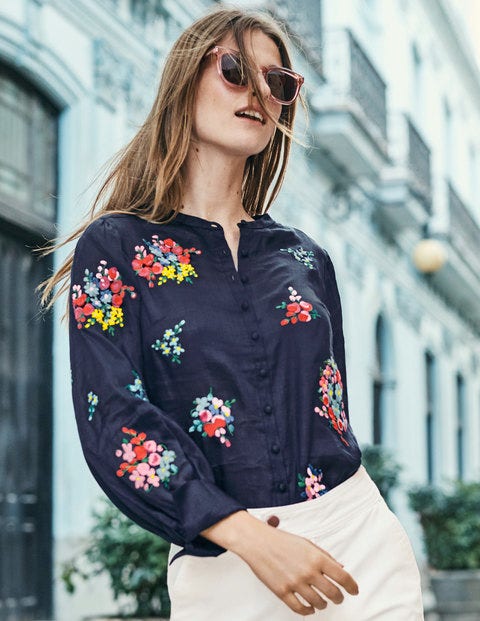 Claudia Embroidered Blouse - Navy Claudia Embroidered Blouse - Navy