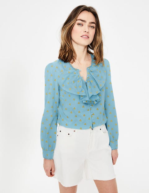 Leah Embroidered Blouse - Heron Blue Leah Embroidered Blouse - Heron Blue