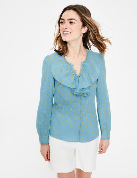 Leah Embroidered Blouse - Heron Blue Leah Embroidered Blouse - Heron Blue