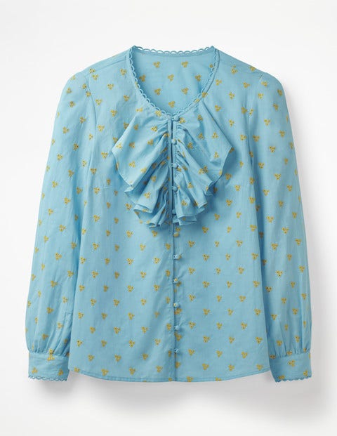 Leah Embroidered Blouse - Heron Blue Leah Embroidered Blouse - Heron Blue