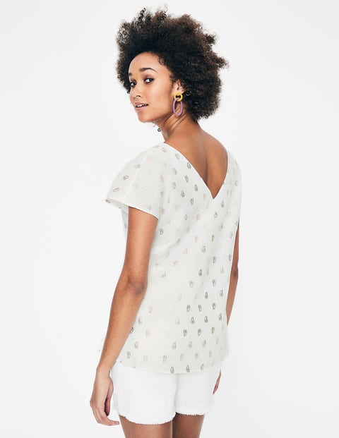Alexandra Linen Top - Ivory Palm Stamp Alexandra Linen Top - Ivory Palm Stamp