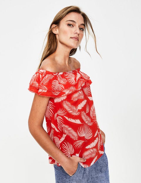 Hettie Top - Red Pop Jungle Palm Hettie Top - Red Pop Jungle Palm
